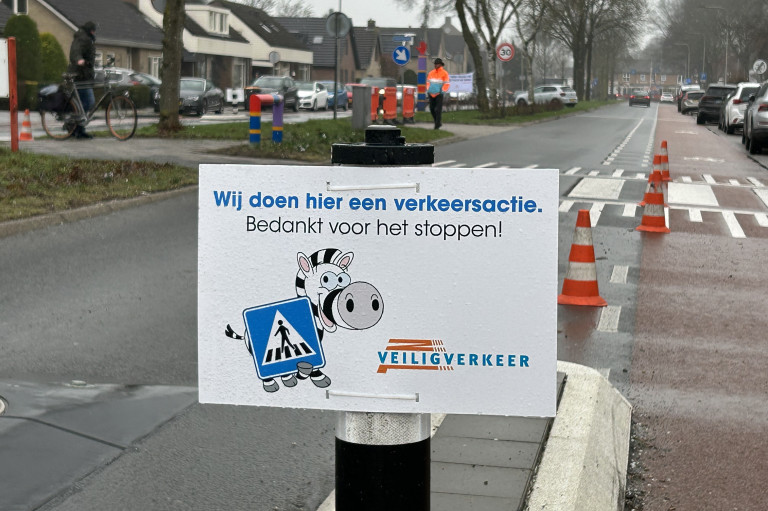 Zebra actie in de nieuwe ingerichte schoolzone