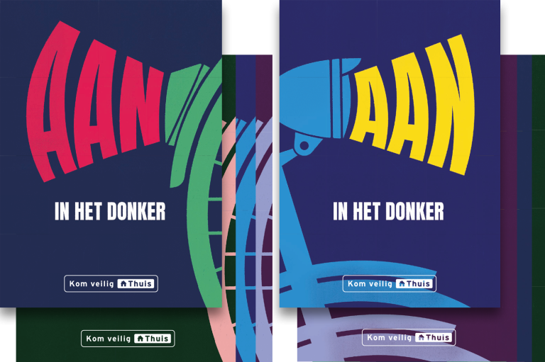 Posters met tekst AAN in het donker