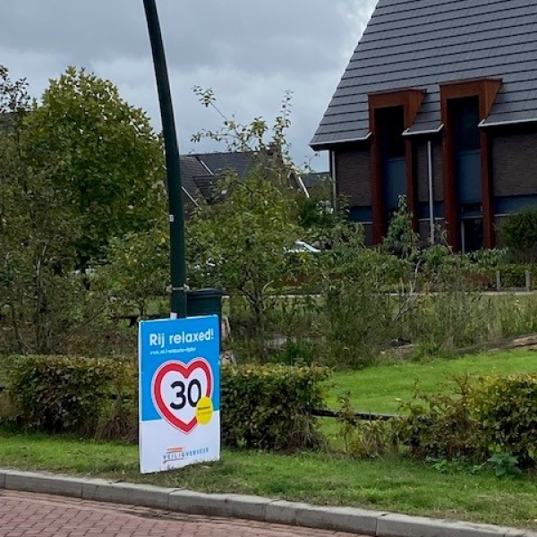 Een sandwichbord wat tijdens het traject is ingezet